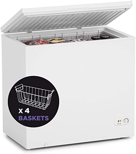 Northair Chest Freezer - 7 Cu Ft with 4 Removable Baskets - Reach In Freezer Chest - Quiet Compact Freezer - 7 Temperature Settings - White