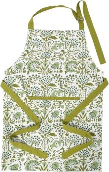 Cotton Floral Kitchen Apron with Pocket and Adjustable Neck Tie