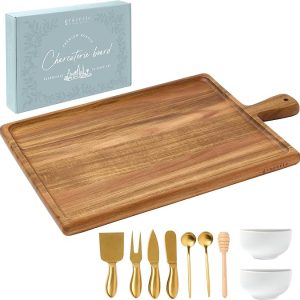 Charcuterie Board Gift Set With Complete Knife Set And Bowls