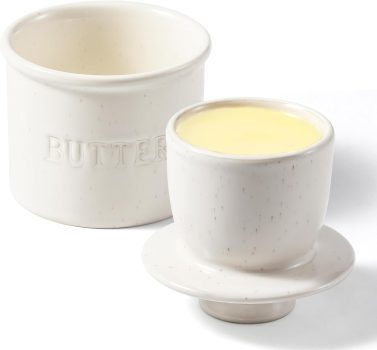 Ceramic French Butter Crock with Lid for Countertop
