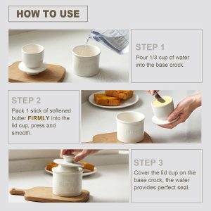 Ceramic French Butter Crock with Lid for Countertop