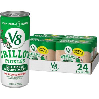 V8 Grillo’s Pickles Dill Pickle Bloody Mary Mix, 8 fl oz Can (24 Pack)