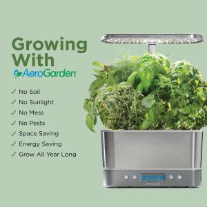 AeroGarden Harvest Elite Indoor Garden Hydroponic System with LED Grow Light and Seed Kit