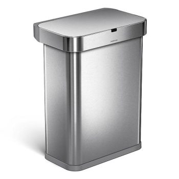 simplehuman 15.3 G Voice Motion Auto Trash Can Stainless Steel