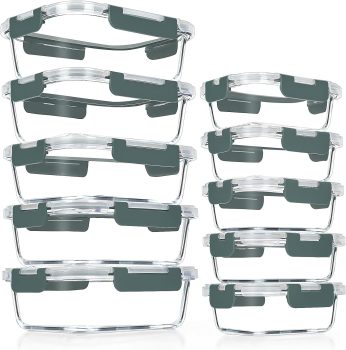 VERONES 10 Pack Glass Meal Prep Containers with Lids