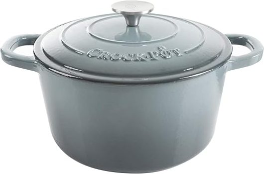 Crock Pot Artisan 5 Quart Enameled Cast Iron Round Dutch Oven, Slate Gray