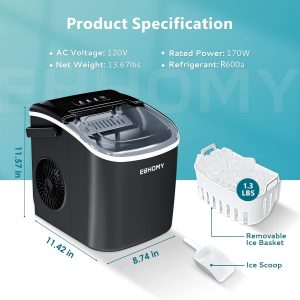 EUHOMY Portable Countertop Ice Maker