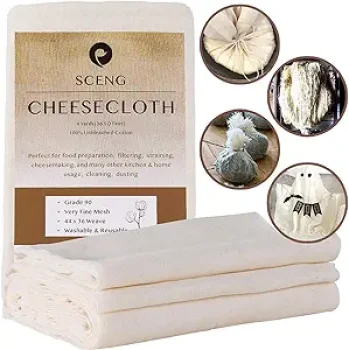 Ultra Fine, Reusable Cheesecloth, 36 Sq Feet, 100% Unbleached Cotton Fabric