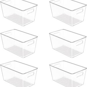 Vtopmart 6-Piece Clear Plastic Storage Bin Set