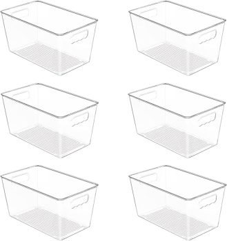 Vtopmart 6-Piece Clear Plastic Storage Bin Set