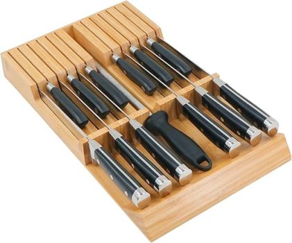 Utoplike Bamboo In-Drawer Knife Organizer
